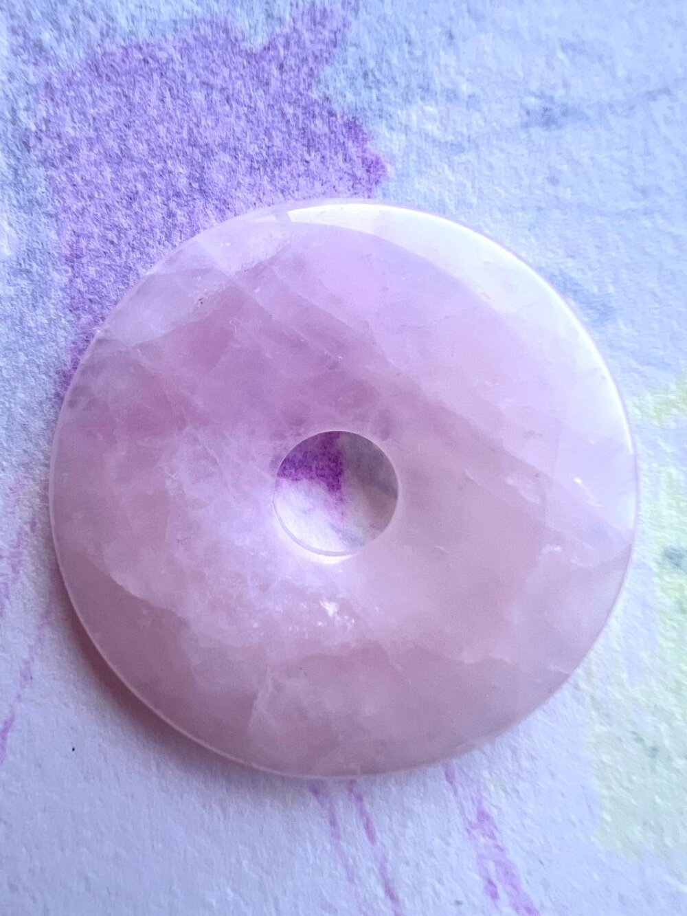 Rose Quartz Large Round Donut Pendant NWT
